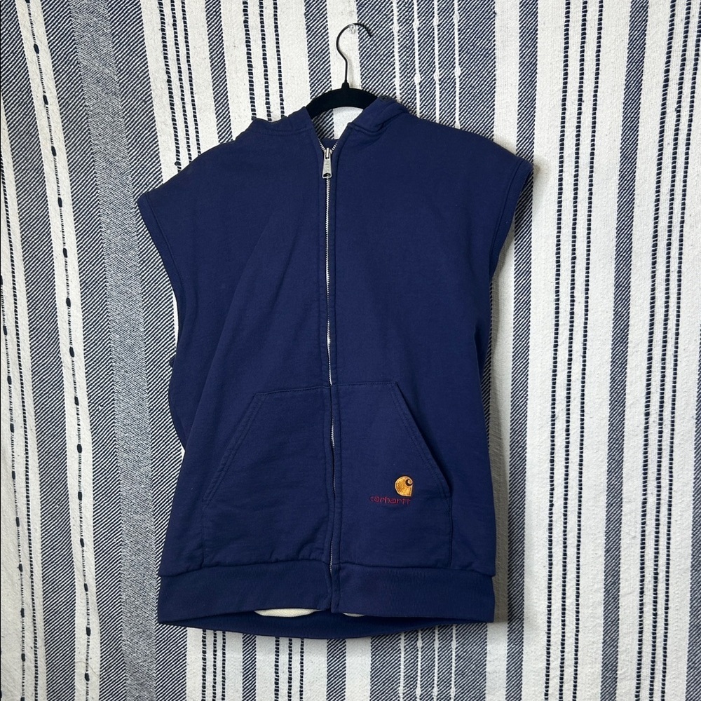 Vintage 80s Carhartt Sleeveless Full Zip Thermal Lined Hoodie